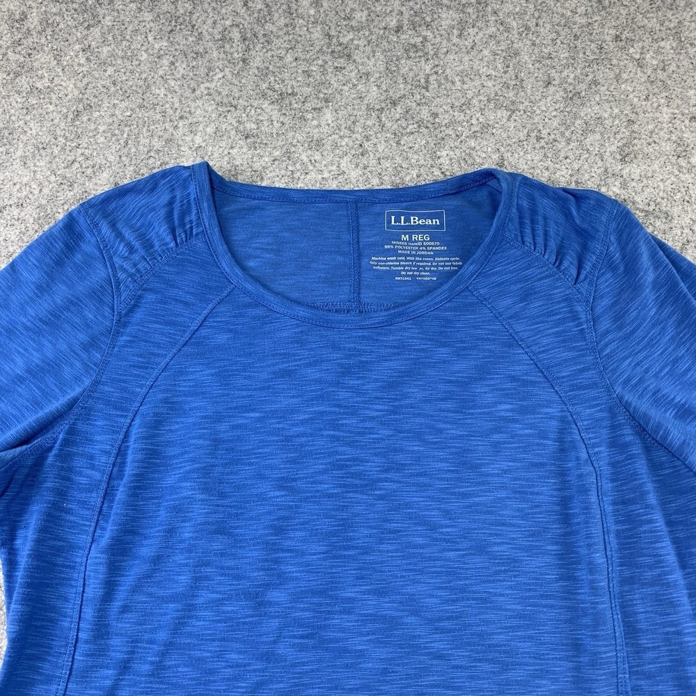 LL Bean Womens Top Size M Blue Long Sleeve Crewneck Activewear Space Dye 500670 - Picture 2 of 7